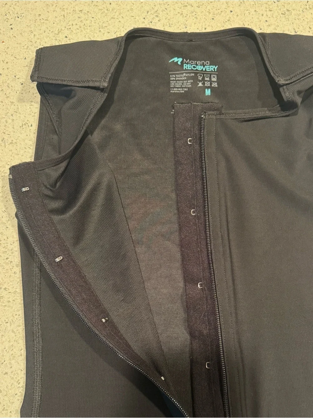 Marena Post Surgical Men's Black Front-Zip Compression Tank Garment Medium